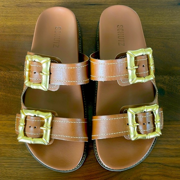 SCHUTZ Enola Slide Sandal in New Wood - Picture 2 of 5